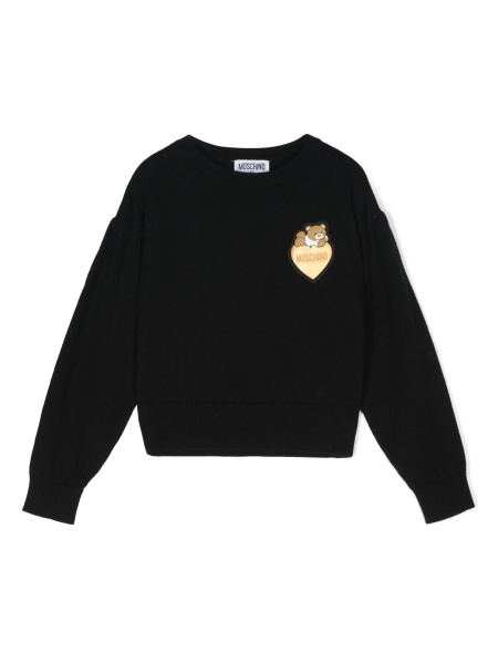Pulover Moschino negru din lana si bumbac