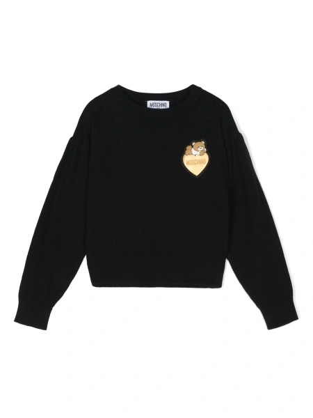 Pulover Moschino negru din lana si bumbac