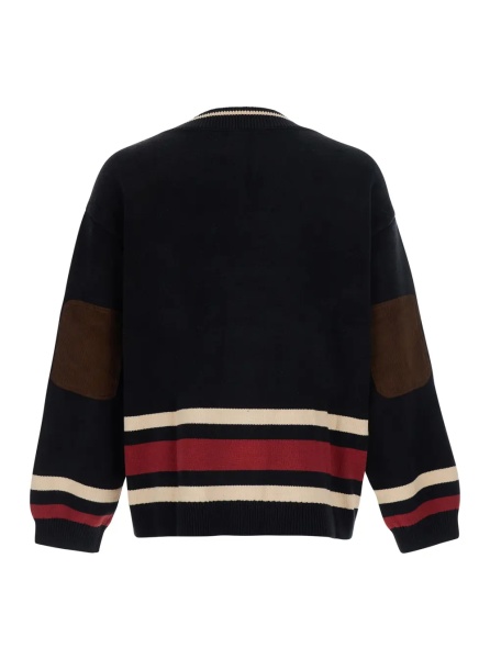 Pulover Sport Club Varsity Sweater with long sleeves and round neck in Black Cotton and Acrylic Unisex