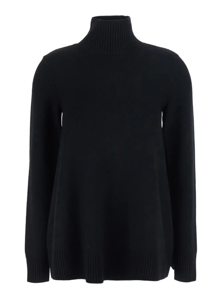 Pulover TOTÊME Wool turtleneck top with high collar and long sleeves in Black women