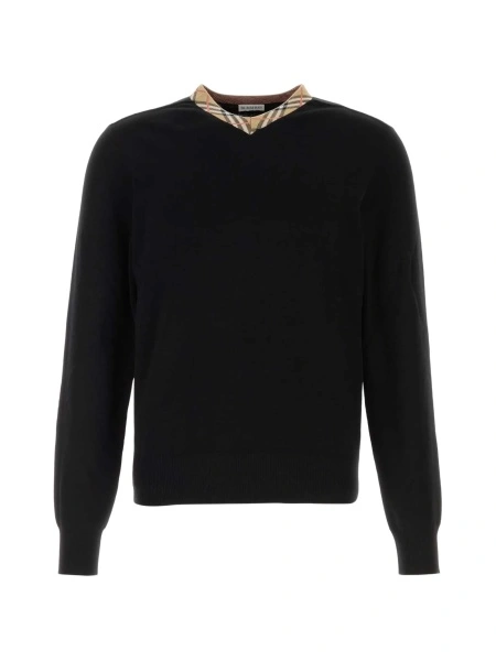 Pulover tricotat Burberry negru din bumbac