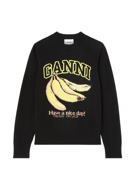 Pulover tricotat Ganni negru