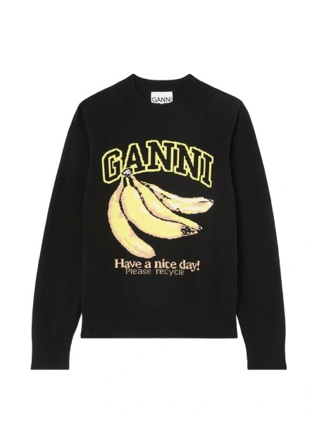 Pulover tricotat Ganni negru
