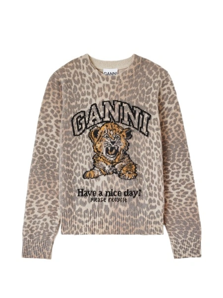 Pulover tricotat Ganni neutru