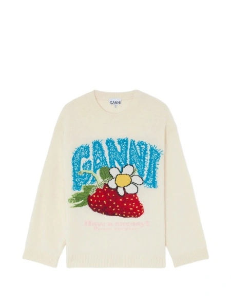 Pulover tricotat Ganni neutru