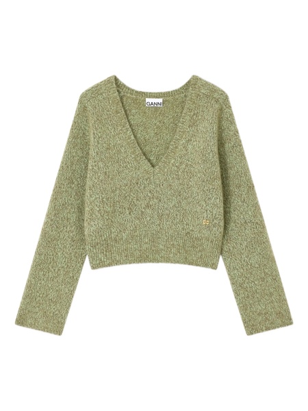 Pulover tricotat Ganni verde