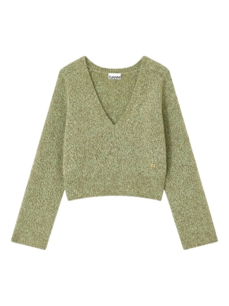 Pulover tricotat Ganni verde