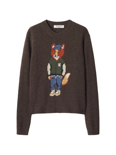 Pulover tricotat MAISON KITSUNÉ maro