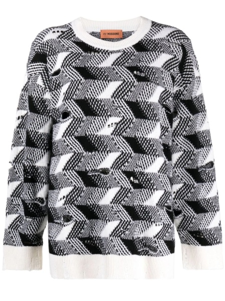 Pulover tricotat MISSONI BEACHWEAR alb