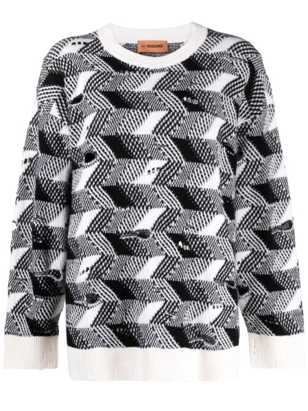 Pulover tricotat MISSONI BEACHWEAR alb