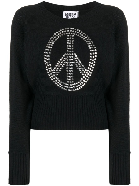 Pulover tricotat MOSCHINO JEANS negru