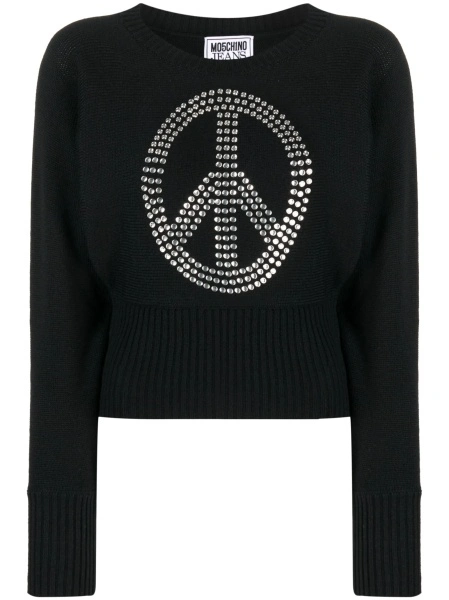 Pulover tricotat MOSCHINO JEANS negru