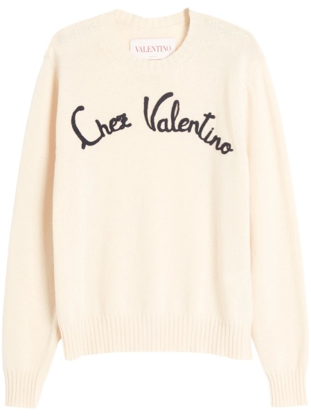 Pulover tricotat Valentino Garavani alb
