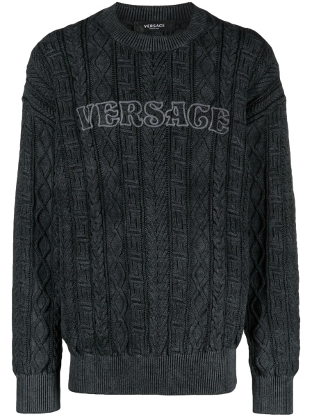 Pulover tricotat Versace Greca negru