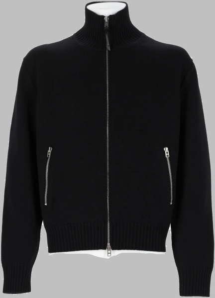 Pulovere Maglia In Lana Merino Con Zip E Patch
