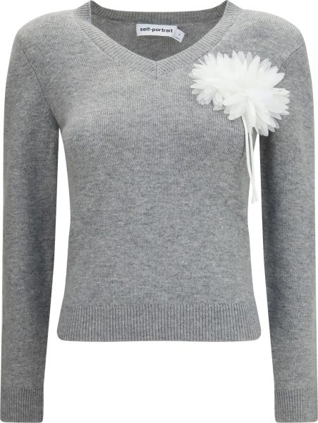 Pulovere Wool and cashmere blend Jumper with floral corsage