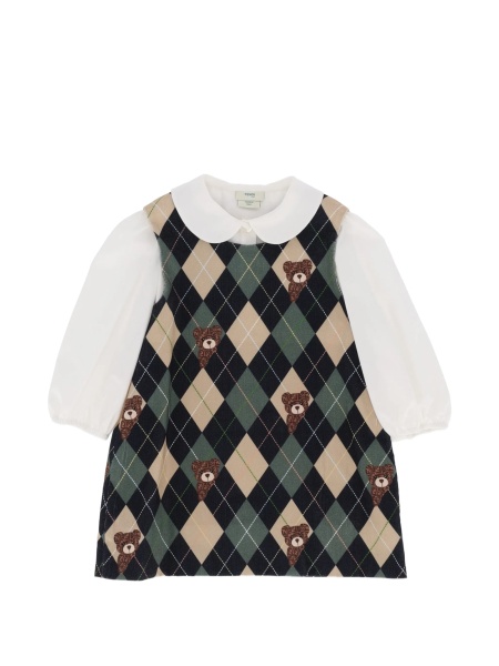 Rochie casual Fendi alba din polyester