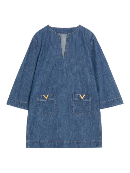 Rochie de zi Valentino Garavani albastra din bumbac