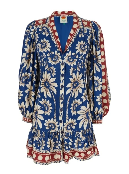 Rochie FARM RIO albastra din vascoza