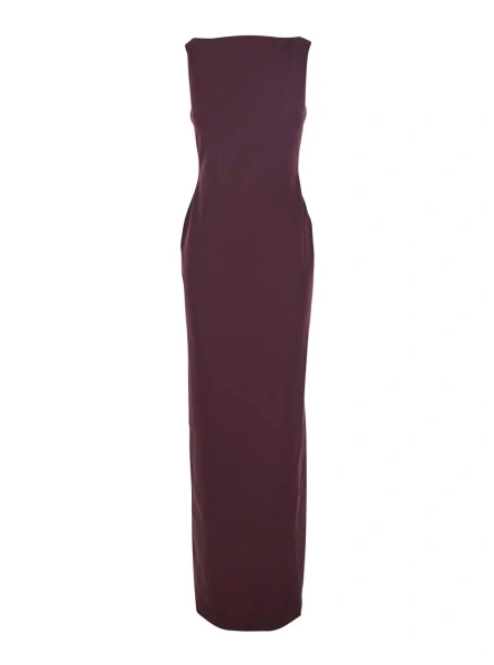 Rochie lunga SOLACE LONDON mov cu decolteu patrat si spate decupat