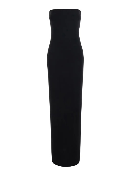 Rochii black Long dress with square neckline and sleeveless design in tech fabric for women