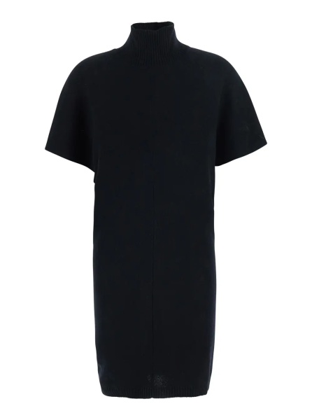 Rochii Knit mini dress with long sleeves and V-neck. Tech Fabric. Black. Women.