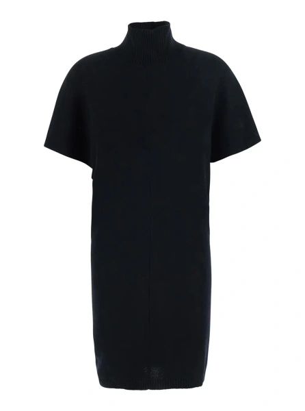 Rochii Knit mini dress with long sleeves and V-neck. Tech Fabric. Black. Women.