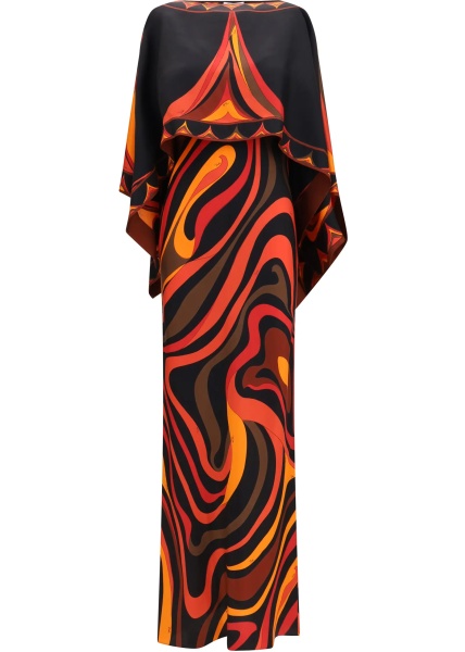 Rochii Marmo Print Silk Cape Dress