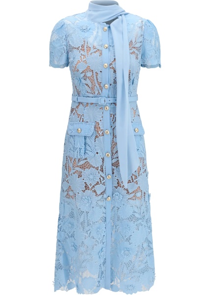 Rochii Midi lace Dress with bow collar