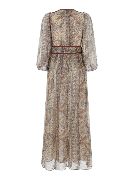 Rochii multicolor long dress with V-neck and all-over Motif in viscose Women