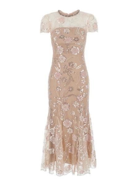 Rochii Pink Long dress with all-over sequins in Fabric Woman