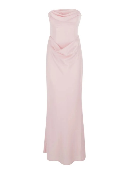 Rochii Pink Long sleeveless dress with draping in Tech Fabric for woman