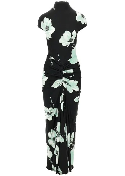 Rochii Sakura print draped long dress