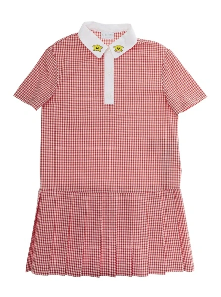 Rochii Woven Dress-Skirt Red with Elegant Details in Cotton for Women