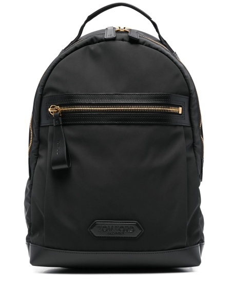 Rucsac Tom Ford negru din piele si material textil