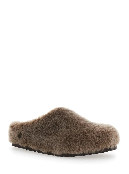 Saboti Gray Mule with Wraparound Fur Upper