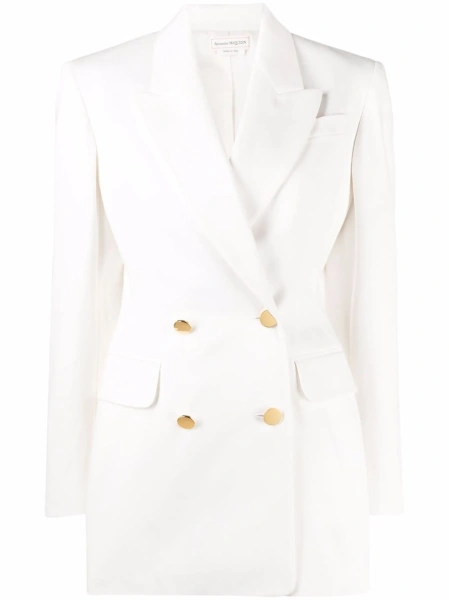 Sacou Alexander McQueen alb din bumbac