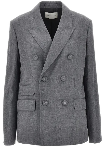 Sacou Double-breasted wool blazer with belt