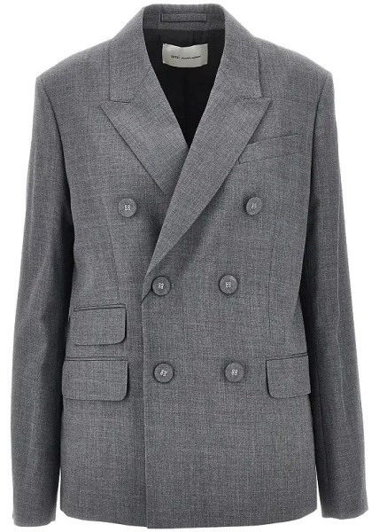 Sacou Double-breasted wool blazer with belt