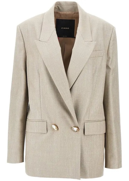 Sacou Lurex wool-blend double-breasted jacket