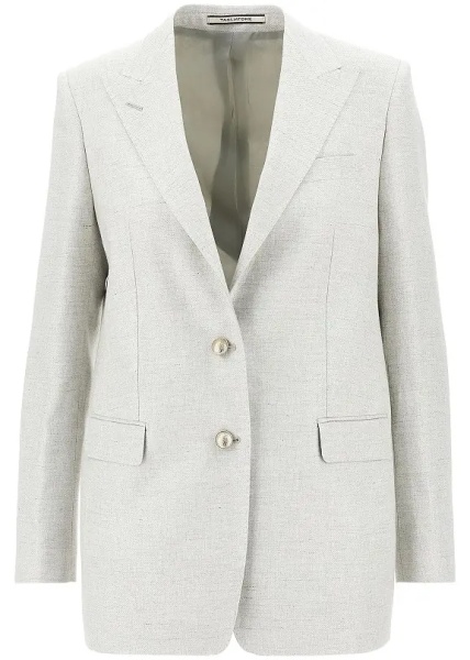 Sacou Mélange twill 'Bertha' single-breasted jacket