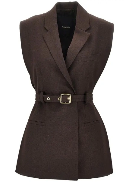 Sacou Pinko maro din gabardine