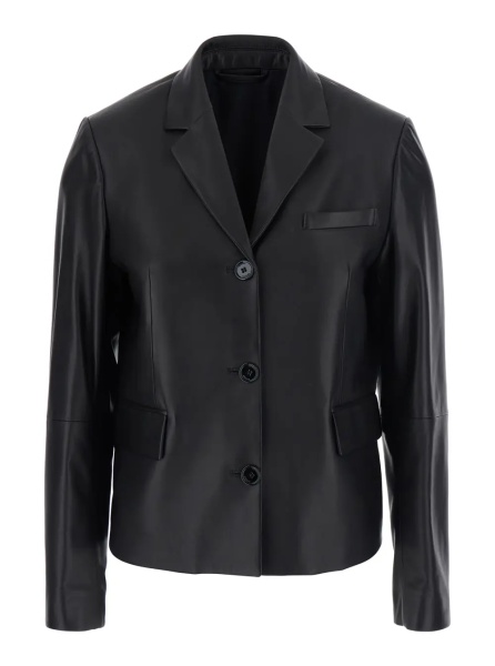 Sacou TOTÊME Short leather blazer with elegant details in black leather for women