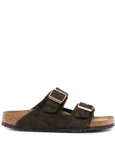 Sandale Birkenstock arizona maro din piele intoarsa