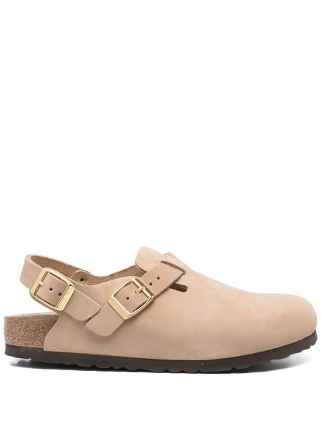 Sandale Birkenstock neutre din piele intoarsa