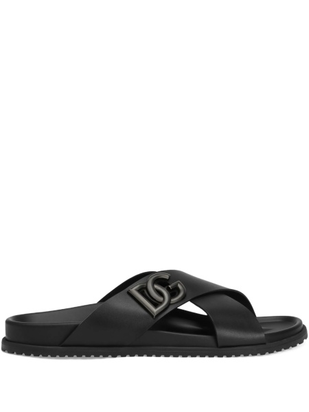 Sandale Dolce & Gabbana DG Logo negre din piele