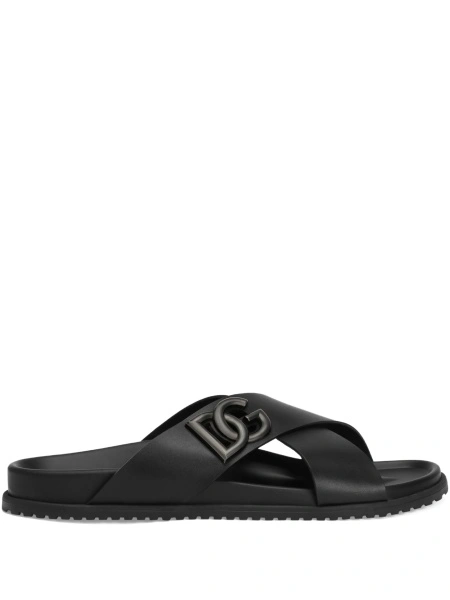 Sandale Dolce & Gabbana DG Logo negre din piele