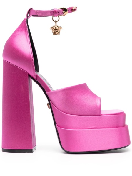 Sandale Versace roz din material textil