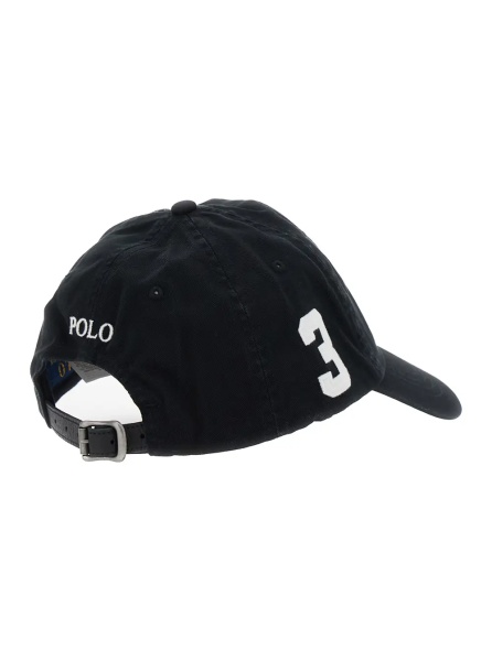 Sapca Baseball Cap with Maxi Pony on the Front and Numeric Detail on the Side in Black Cotton for Men