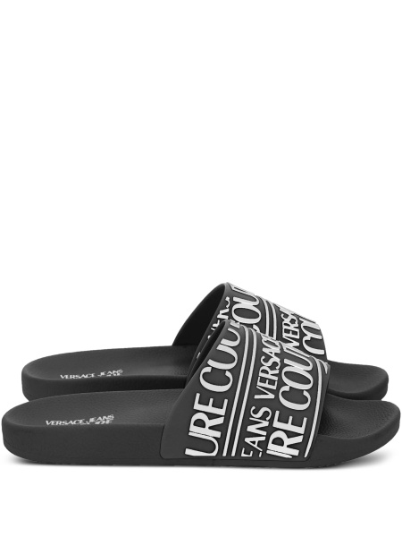 Slapi Versace Jeans Couture negri din cauciuc